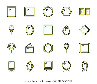 Mirror-Icon-Set. Kollektion eines hochwertigen Farbumrisses für Webdesign und mobile Apps. Vektorgrafik auf weißem Hintergrund.