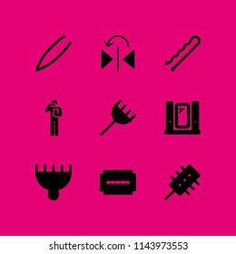 mirror icon set with teeth brush, hair salon and mirror vector icons for web and graphic design
