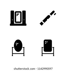 mirror icon set. tooth brush and mirror vector icon for graphic design and web