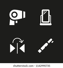 mirror icon set. mirror, tooth brush and hair dryer vector icon for graphic design and web