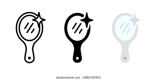 Mirror icon. Shiny mirror vector illustration. Silver portable beauty reflection concept isolated.