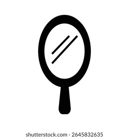 mirror icon silhouette  style. Beauty hand mirror glass portable color editable vector illustration design..