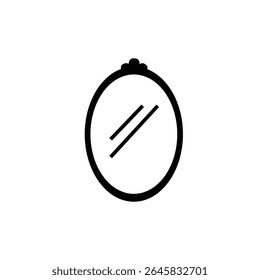mirror icon silhouette  style. Beauty hand mirror glass portable color editable vector illustration design..