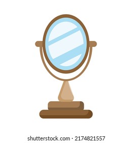 Icono de espejo. La decoración, el mobiliario, el hogar, etc., son sobrios.