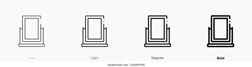 mirror icon. Thin, Light Regular And Bold style design isolated on white background