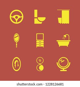 mirror icon. mirror vector icons set hand mirror, dresser mirror, bathroom shower and toilet