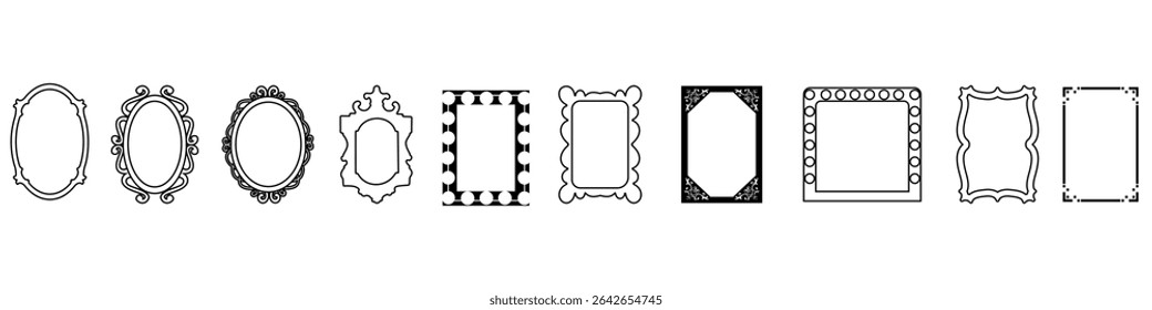 Mirror icon vector set. wall mirror illustration sign collection. Fashion symbol. Wardrobe logo.