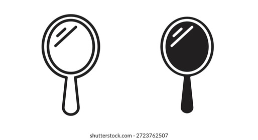 Iconos de espejo rellenos, línea delgada, contorno y trazos