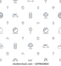 mirror icons pattern seamless white background. Included editable line hair curler, police car, powder, hairdresser peignoir, medical reflector icons. mirror icons for web and mobile.