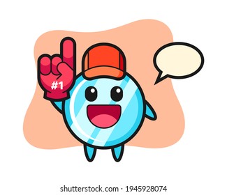 Mirror illustration cartoon with number 1 fans glove, cute style design for t shirt, sticker, logo element
