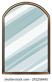 Mirror illustration with wooden frame
