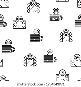 Mirror Installation Vector Seamless Pattern Thin Line Illustration