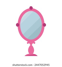 A mirror. Lady's beauty things for girls, illustration a white background. Pinkcore.