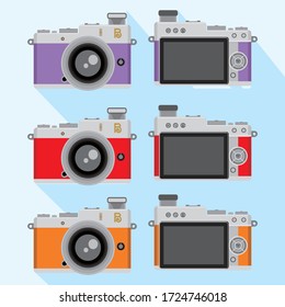 Mirror less camera design vector, front and back view illustration
