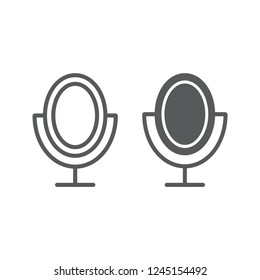 Mirror line and glyph icon, accessory and beauty, glass sign, vector graphics, a linear pattern on a white background, eps 10.