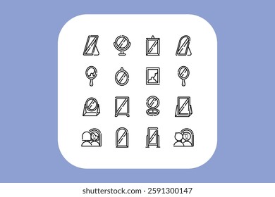Mirror line icon design set