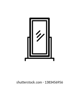 Mirror line icon in flat design with element for web site design and mobile apps. Modern infographic logo and symbol. Mirror vector line pictogram.