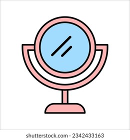 Mirror line icon in flat design with element for web site design and mobile apps. vector illustration on white background