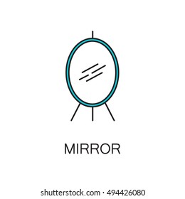 Mirror line icon. High quality pictogram of mirror for home's interior. Outline vector symbol for design website or mobile app. Thin line sign of mirror for logo, visit card, etc.