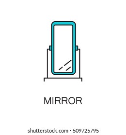 Mirror line icon. High quality pictogram of mirror for home's interior. Outline vector symbol for design website or mobile app. Thin line sign of mirror for logo, visit card, etc.