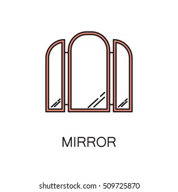 Mirror line icon. High quality pictogram of mirror for home's interior. Outline vector symbol for design website or mobile app. Thin line sign of mirror for logo, visit card, etc.