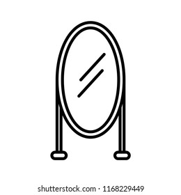 Mirror line icon isolated on white background. Outline thin reflection glass vector.