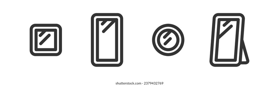 Icono de línea de reflejo. Símbolo de reflexión. Superficie de vidrio reflectante. Icono de contorno, estilo plano y coloreado para el diseño web. Ilustración vectorial.