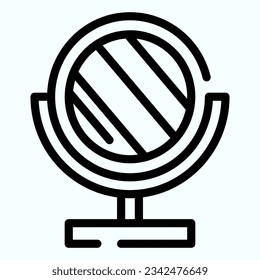 Mirror line icon. Small standing mirror vector illustration isolated on white. Round makeup mirror outline style designed for and app. Eps 10.