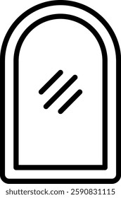 Mirror Line Icon. Mirror vector, wall mirror icon, modern mirror design, home decor symbol, reflective surface line art