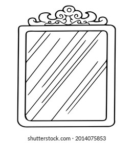 ilustración de vector de línea de espejo, aislado en fondo blanco, vista superior