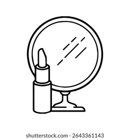  mirror, lipstick icon white on background