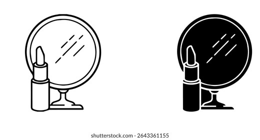  mirror, lipstick icon white on background