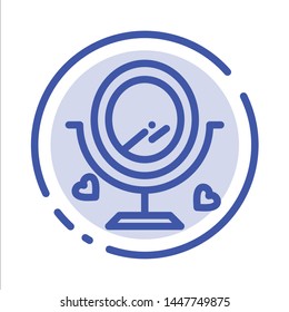 Mirror, Love, Wedding, Heard Blue Dotted Line Line Icon