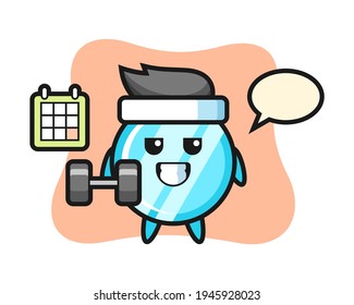 Mirror mascot cartoon doing fitness with dumbbell, cute style design for t shirt, sticker, logo element