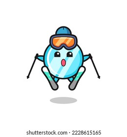mirror mascot character as a ski player , cute style design for t shirt, sticker, logo element