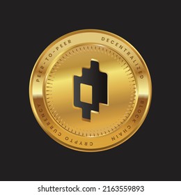 Mirror, MIR, miau, mslv, muso crypto currency new logo in black color concept on gold coin. Mirror Protocol Coin Block chain technology symbol. Vector illustration for banner, background, web, print.