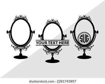 Mirror Monogram Vector Illustration Silhouette