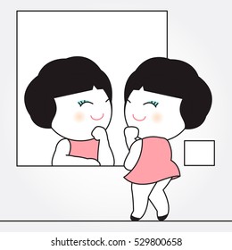 Mirror Is My Own Gallery Museum Concept Character illustration