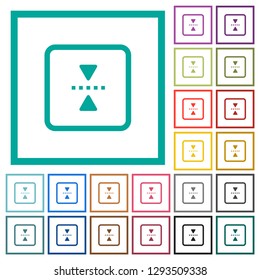 mirror object around horizontal axis flat color icons with quadrant frames on white background