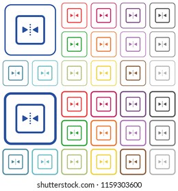 Mirror object around vertical axis color flat icons in rounded square frames. Thin and thick versions included.