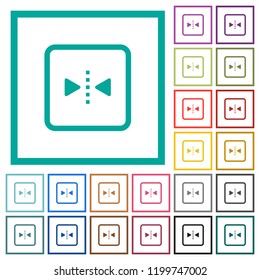 Mirror object around vertical axis flat color icons with quadrant frames on white background