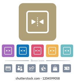 Mirror object around vertical axis white flat icons on color rounded square backgrounds. 6 bonus icons included