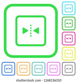 Mirror object around vertical axis vivid colored flat icons in curved borders on white background