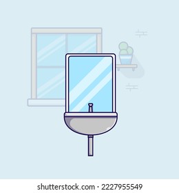 mirror on bathroom illustration vector icon isolated