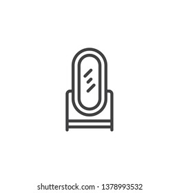 Mirror on stand line icon. linear style sign for mobile concept and web design. Floor mirror furniture outline vector icon. Symbol, logo illustration. Pixel perfect vector graphics