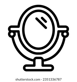 Mirror on stand line icon, Hygiene routine concept, Makeup Mirror sign on white background, round table mirror icon in outline style mobile concept web design. Vector graphics.