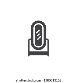 Mirror on stand vector icon. filled flat sign for mobile concept and web design. Floor mirror furniture glyph icon. Symbol, logo illustration. Pixel perfect vector graphics