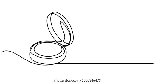 Mirror one line drawing on white isolated background. Vector illustration, Hand Mirror Continuous Line Icon, Single continuous line drawing little mirror icon. Beauty pocket makeup mini mirror. Hand.