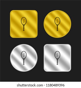 Mirror of oval shape gold and silver metallic coin logo icon design