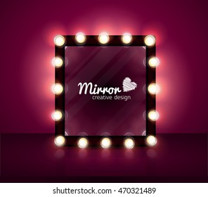 Mirror Realistic Vector Background Make Up Bulb